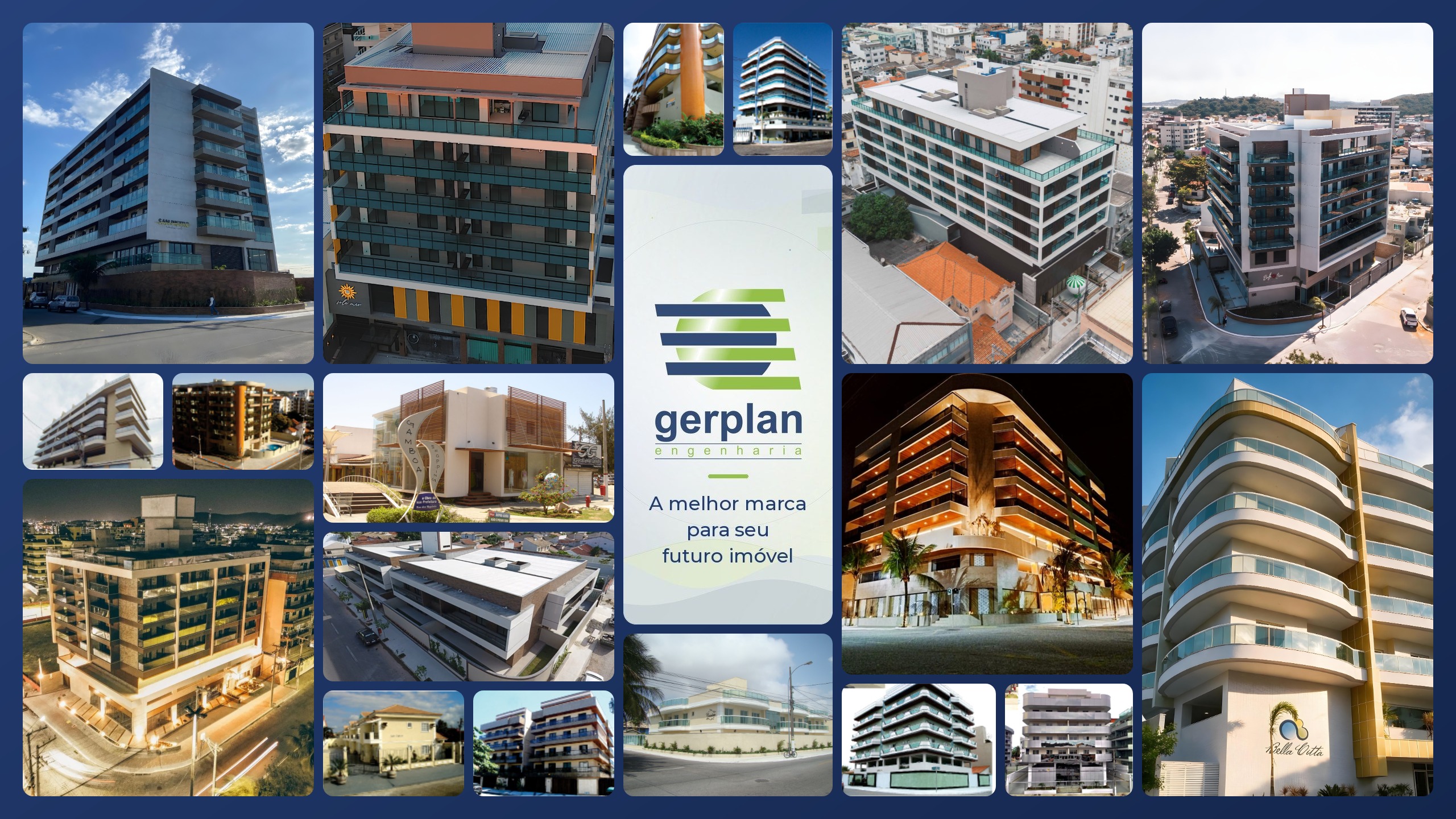 Mosaico com as obras da Gerplan e o logo ao centro